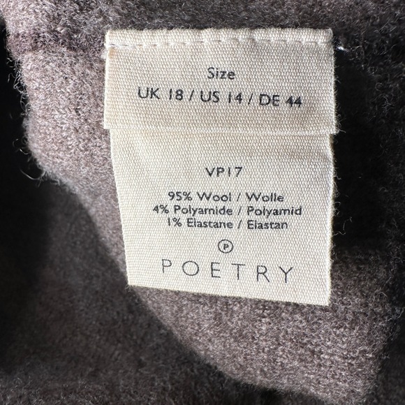 Poetry Cardigan‎ Coat Women's 14 Brown Knit Wool Blend  Coatigan Front Pockets - Picture 16 of 16